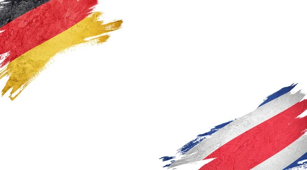 德国和哥斯达黎加关于白人背景的旗帜 — 图库照片